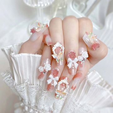 24 Pcs Butterfly Summer Nails | Comfort DIY Unique Fake Nails for Dating