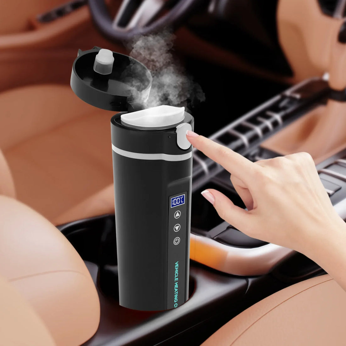 12V-24V 450ml Car Electric Kettle for Coffee Tea Milk - 70-100W BPA-free Black