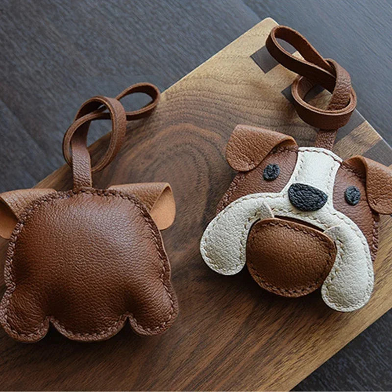 Handmade Leather Bulldog KeyChain Bag Charm Christmas gifts   Christmas keyring