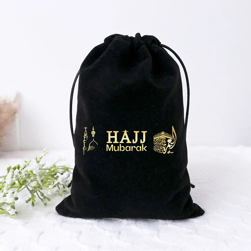 5pcs Kaaba mosque masjid hajj mubarak black gift bags Muslim Islamic Eid Al Adha decoration Congratulation keepsake present