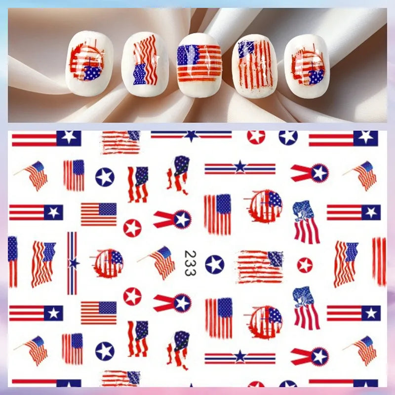 8 Pcs 3D  Independence Day in style with 4th of July nail sliders