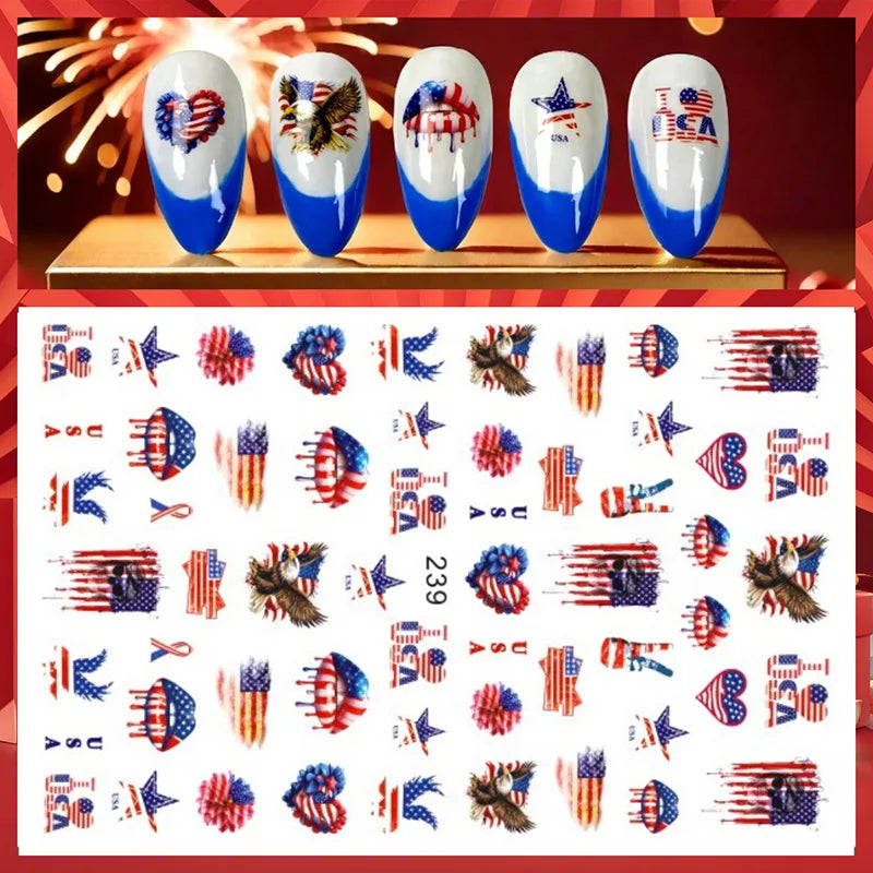 8pcs 4th of July Nail Stickers