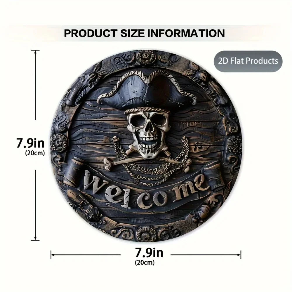 A Great Gift - Wooden Pirate Skull Welcome Sign \ Wall Hanging  Home Door | Wooden wall hanging