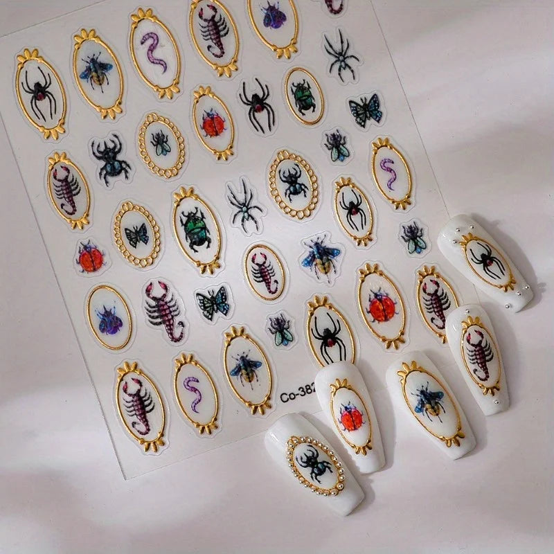 5D Embossed Insect Ladybug Nail Art Inspo
