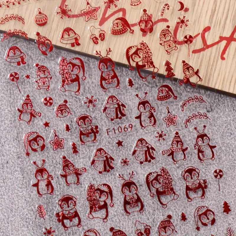 1 Cartoon Christmas Nail Art Ideas | Cute Santa Claus Christmas Tree Snowflakes Winter Nails