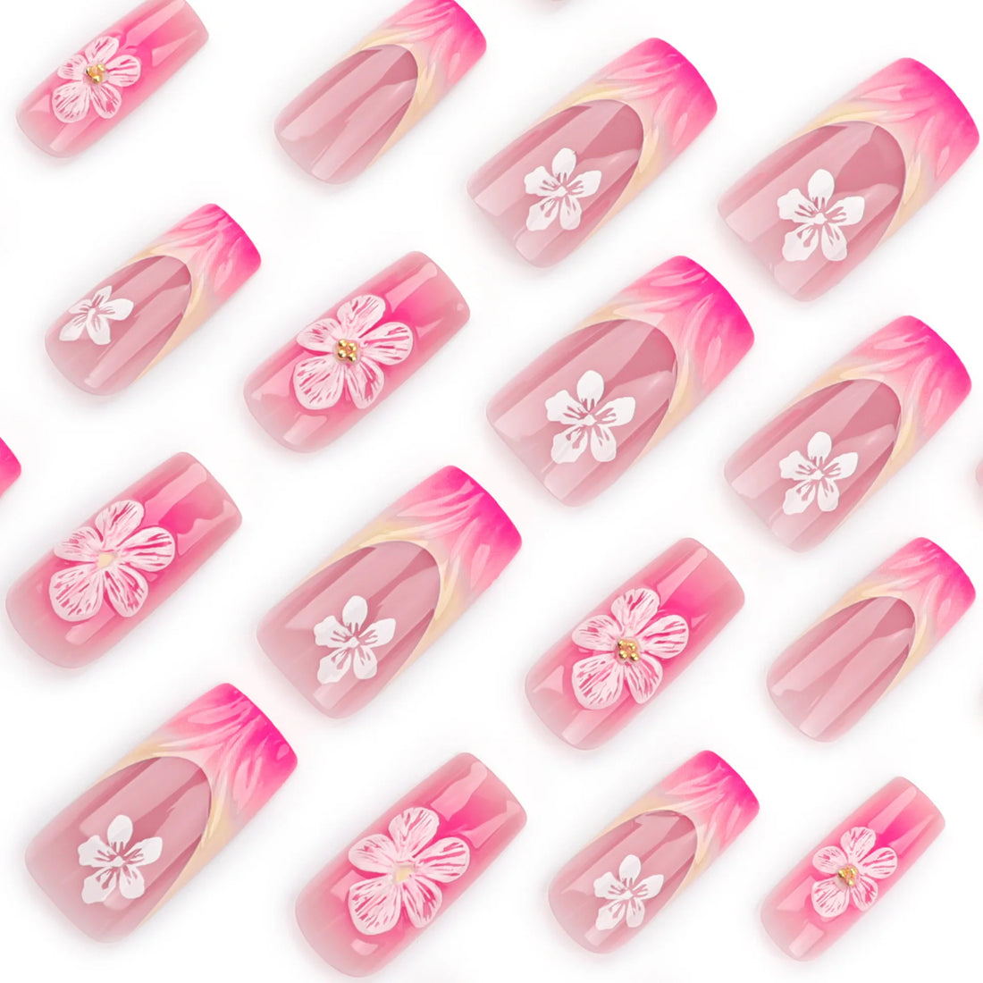 24pcs Blush Pink French Press On Nails Designs