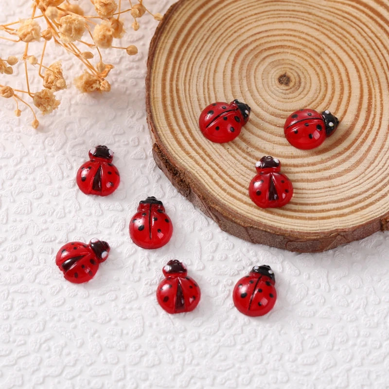 50 Seven Star Ladybug Nail | Cute Cartoon Mini Resin Insect DIY Nail Decoration
