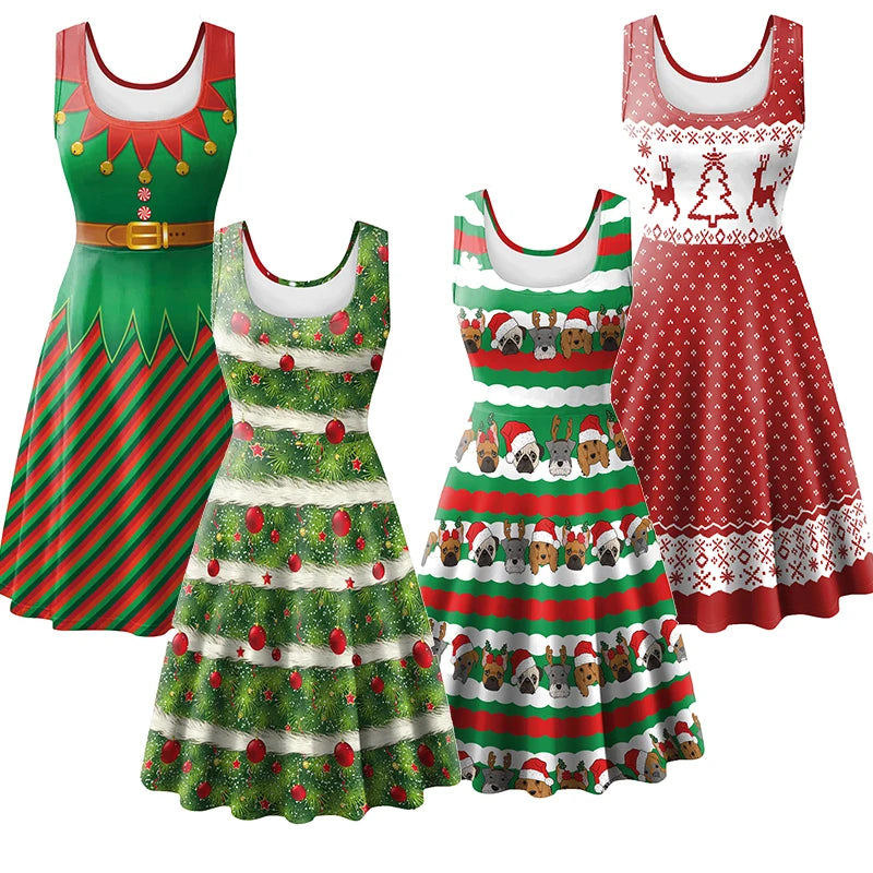 Ugly Christmas Dress Women Crewneck Green | Christmas party dress casual