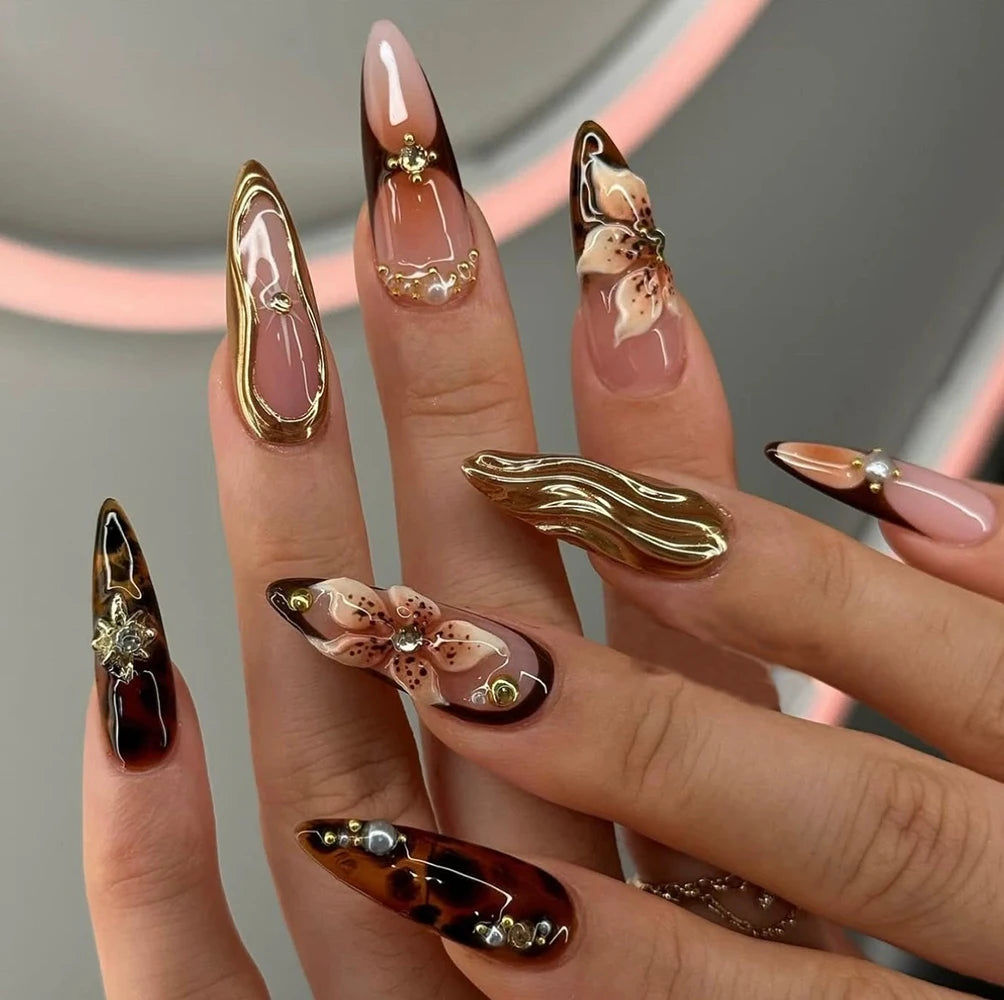 24Pcs trashy y2k nails Art Girl French Press