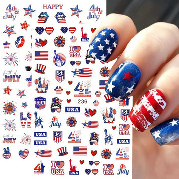 1pcs 4th Of July Independence Day Design Nail Decals American Flag Stickers