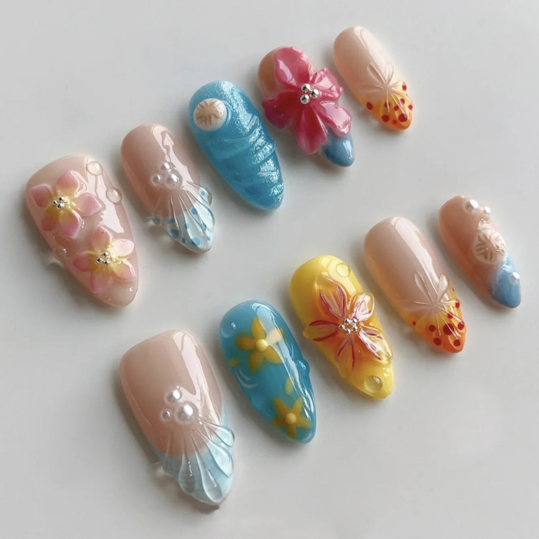 24pcs Almond Shape simple summer nails