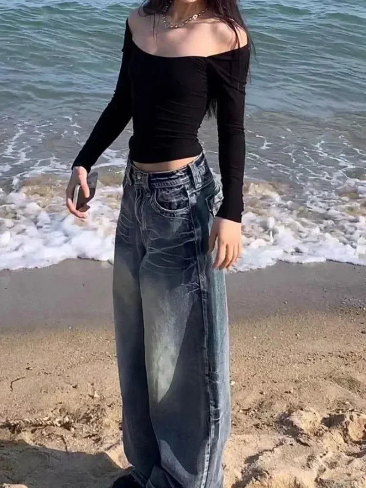 Vintage Baggy Jeans | Streetwear Oversize Denim Pants | Korean Style Hip Hop Trousers
