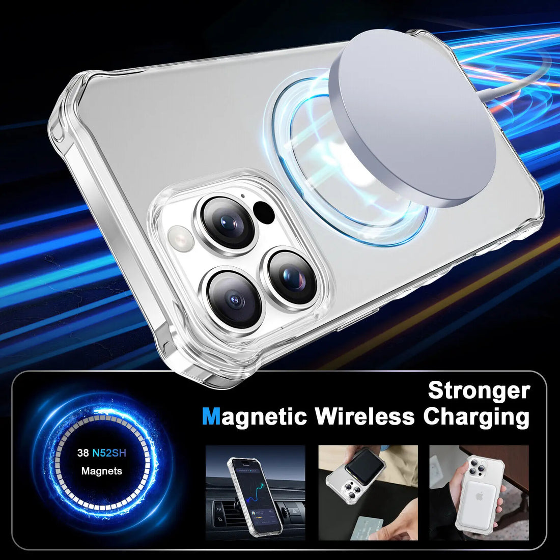 Magnetic Case for iPhone 16 Pro , Max | O-Ring Stand Mag-Safe Slim Cover