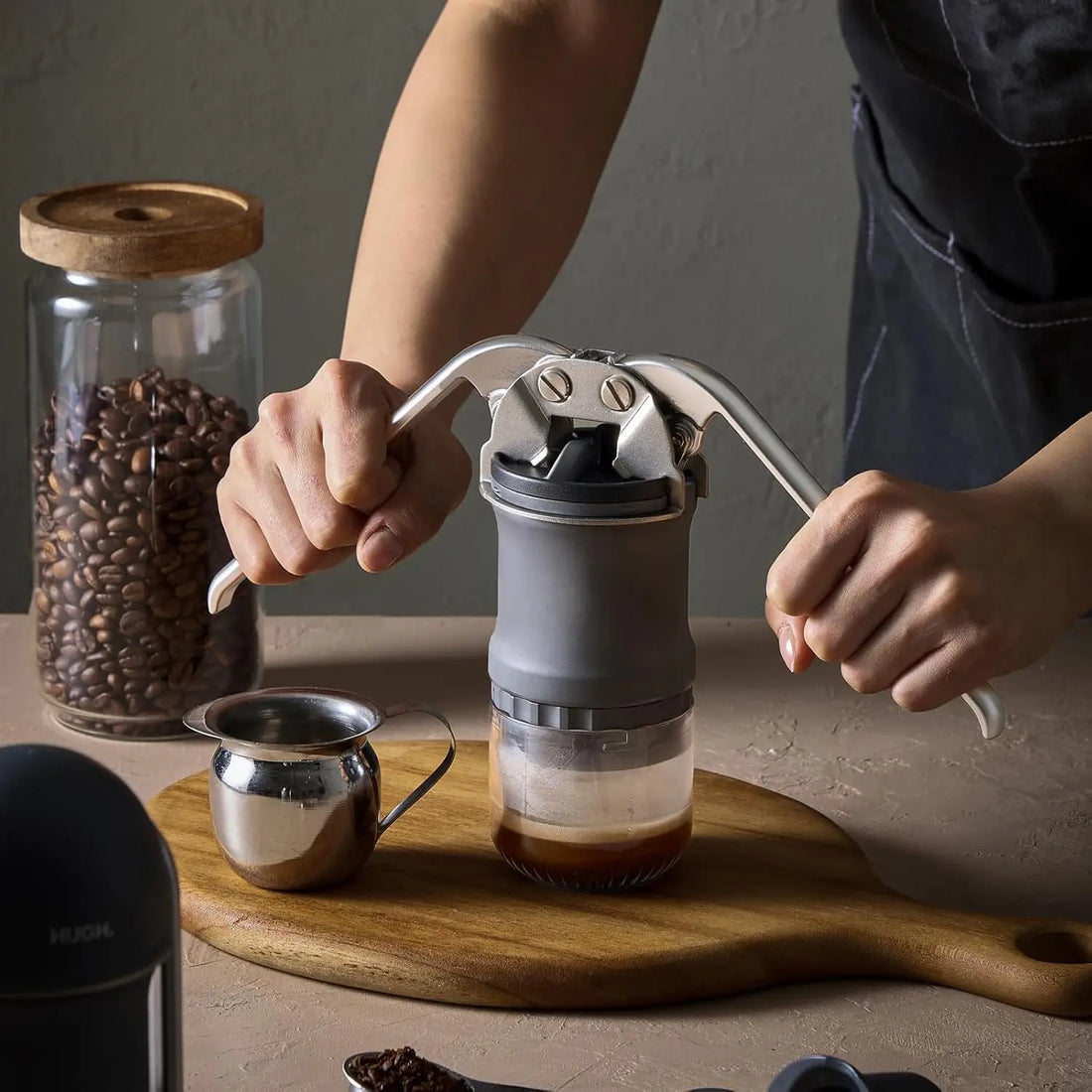 V4 Portable Lever espresso machine  - Manual Espresso Machine - 51mm Ridgeless Filter Basket, Double Shot, Non-Pressurized