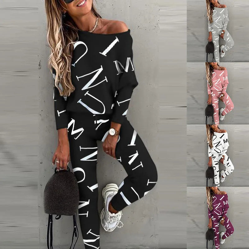 Korean Autumn Street Fashion | Spring Women's Casual 2-piece Set O-neck Long-sleeved Top Elastic Waist Small Feet Pants