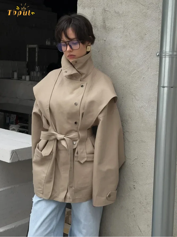 Windbreaker Fashion Women | Solid High Neck Buttons Long Sleeve Single-breasted Coats