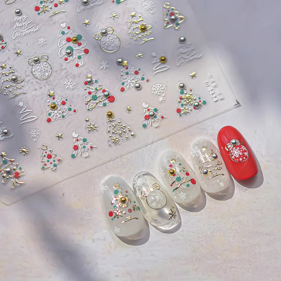 1 Unit Luxury Crystal Snowflake Christmas Nail Designs