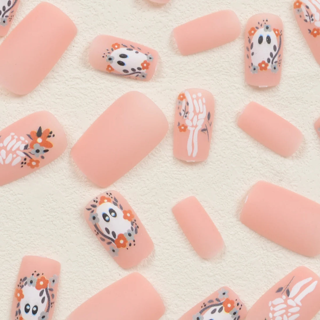 24 Halloween Themed Nails | Frosted Style Halloween Series Cute Ghost Flower Style