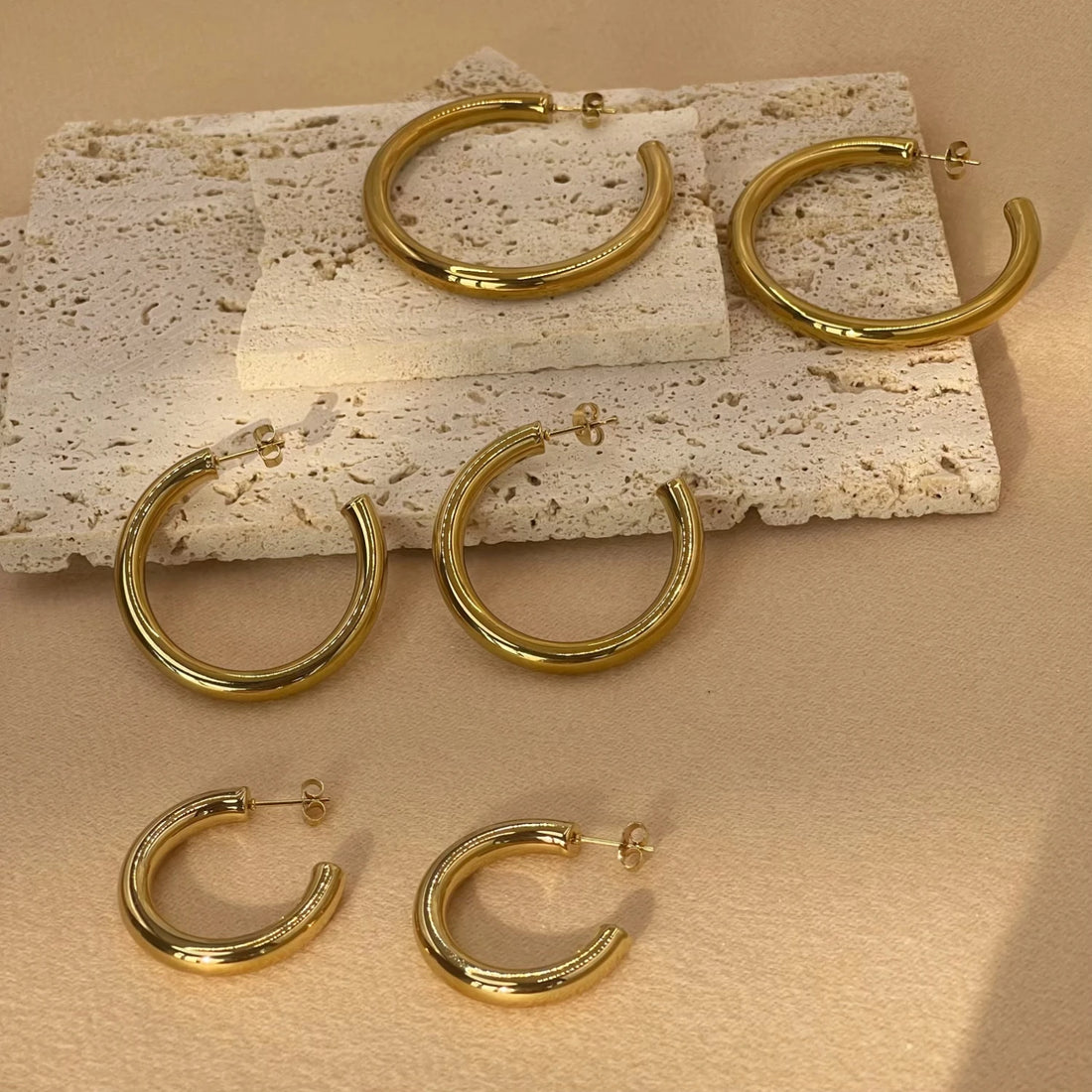 30/40/50mm Classic Stainless Steel Ear Buckle Big Earrings for Women