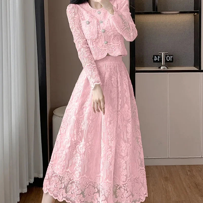 OCEANLOVE Blouse Skirt Sets | Autumn Korean Fashion 2 Pieces Set Women Outfits