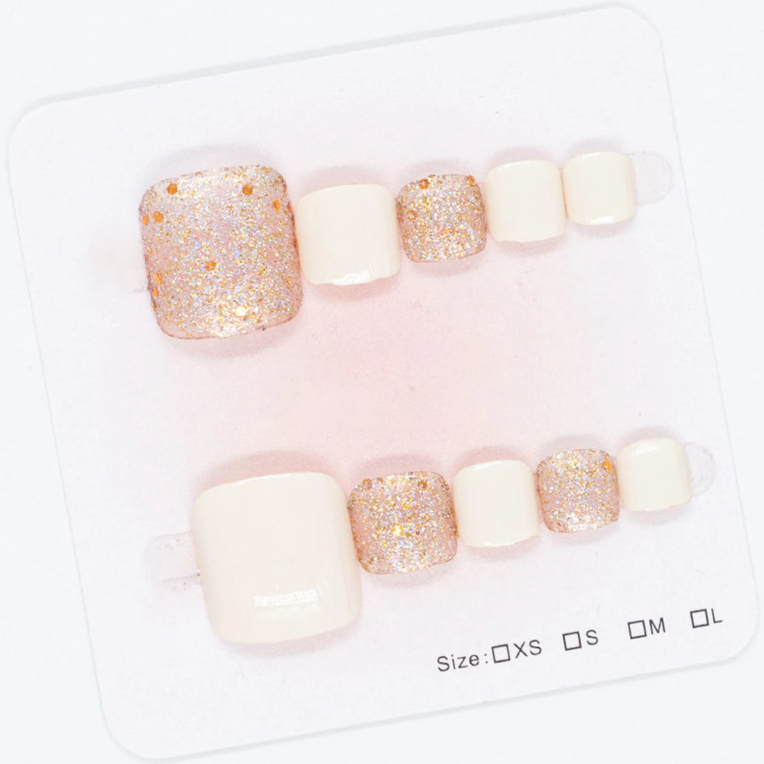 24Pcs Summer Fake Toe Nails Press On | Toe Nails Glossy Sequins Designs