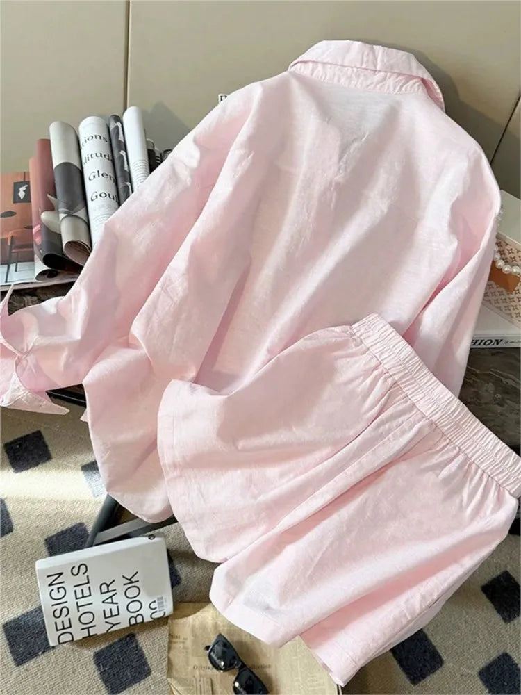 Autumn Shirt Set Vintage Outfit | Elegant Casual Solid Turn-down Collar Button Holiday Party Two Piece Outfits