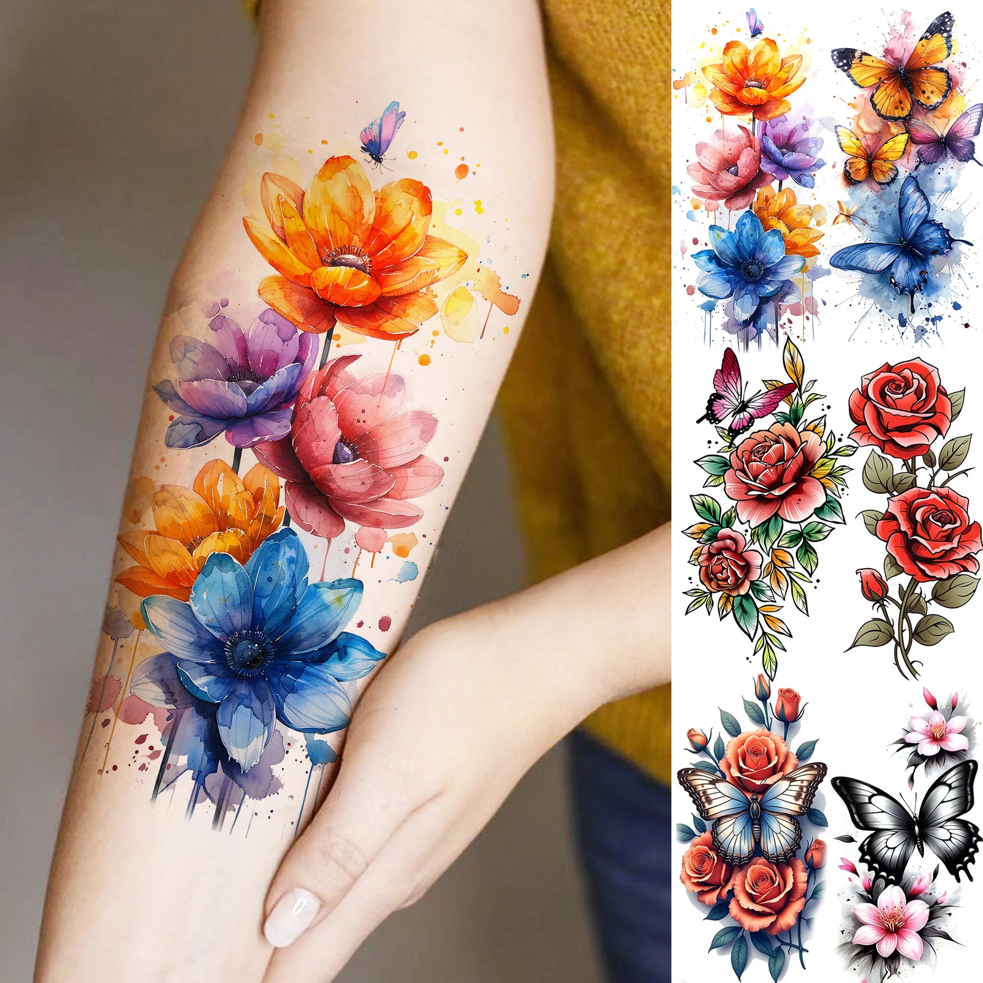1 Sheet Butterfly Temporary Tattoos | Waterproof Realistic Fake Tattoo Sticker Long Lasting