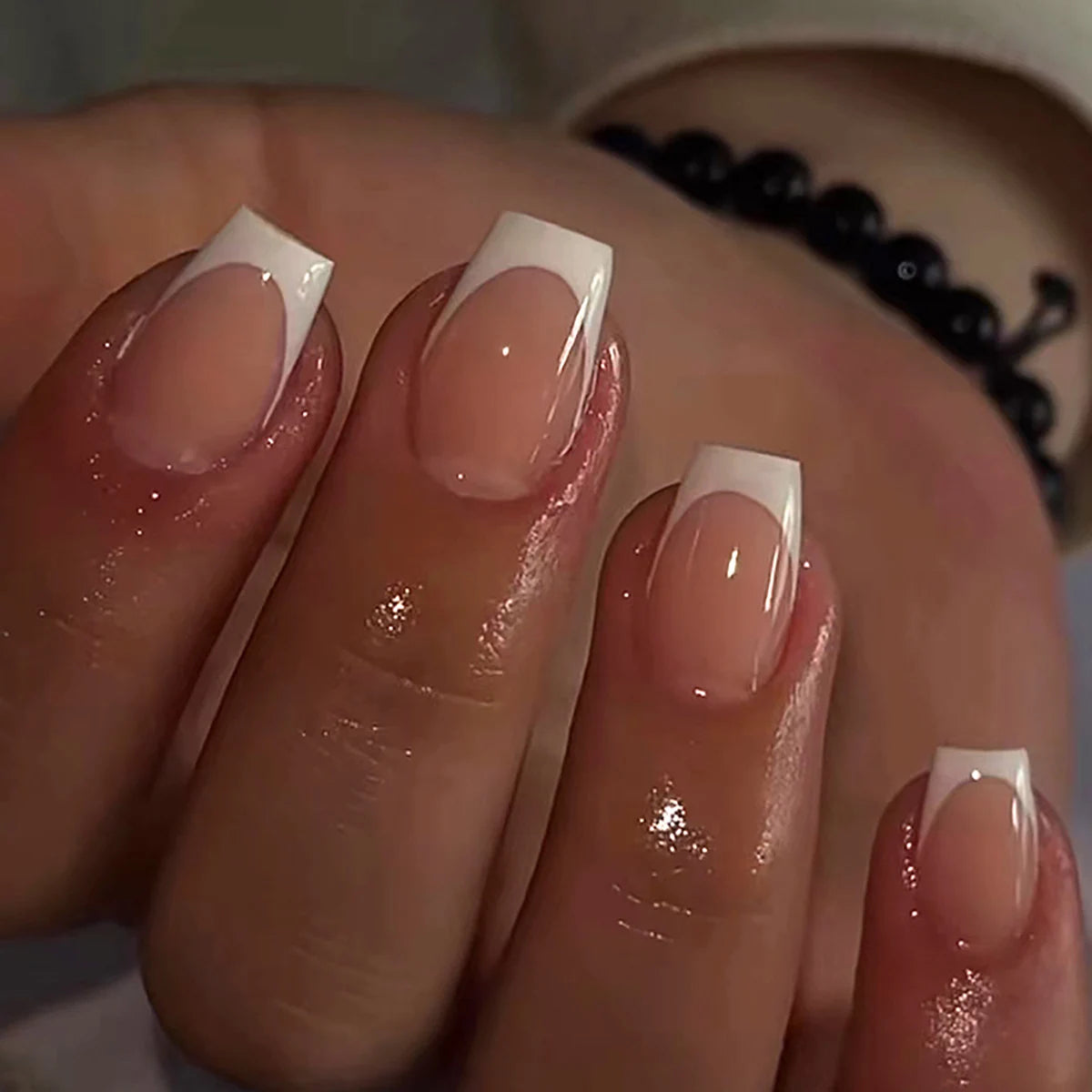 End Of Summer Nails | 24 Pink French White Border Full Coverage Wearable Fake Nail Art