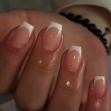 End Of Summer Nails | 24 Pink French White Border Full Coverage Wearable Fake Nail Art