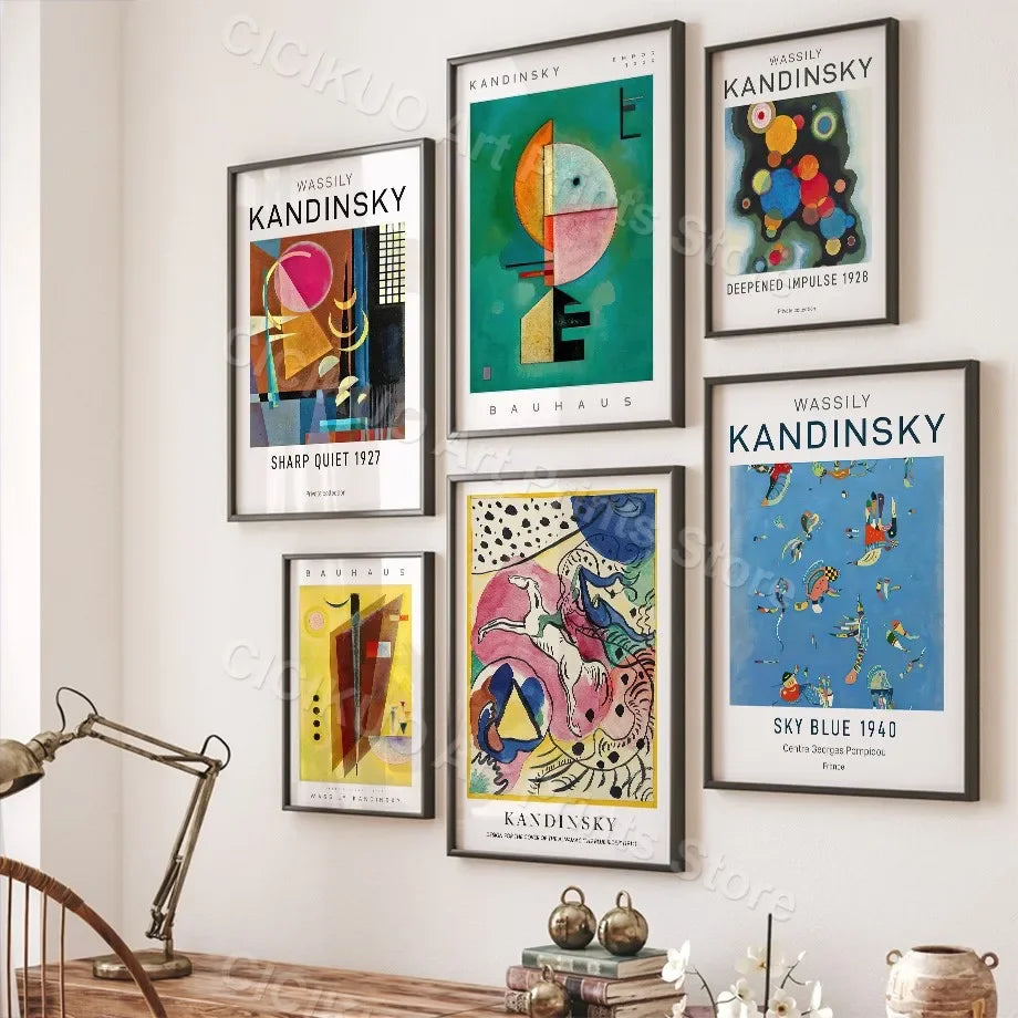 Kandinsky Bauhaus Exhibition | Vintage Wall Art Canvas Painting Nordic Trendy Poster | Room Decor