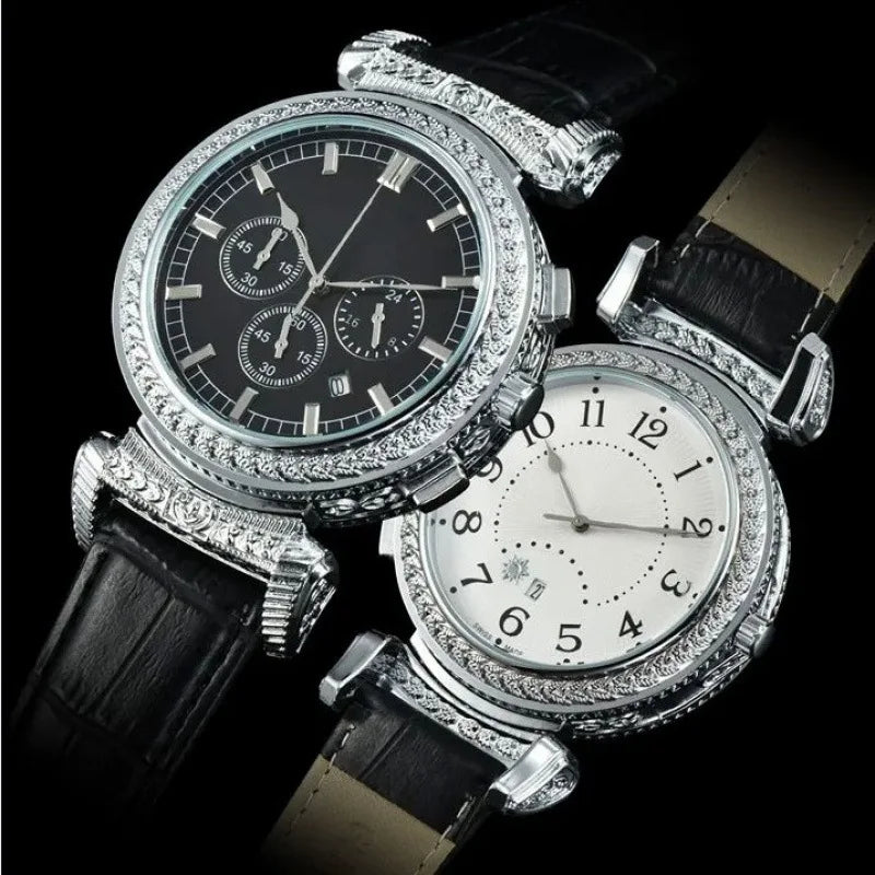 2025 Luxury Brand Multifunctional Chronograph Quartz Watches For Couple | Waterproof Leather Strap Watch