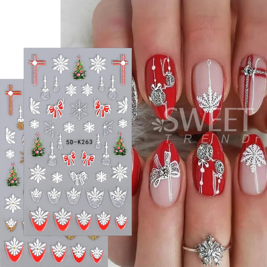 5D Snowman Decorated Christmas Nails Inspirations