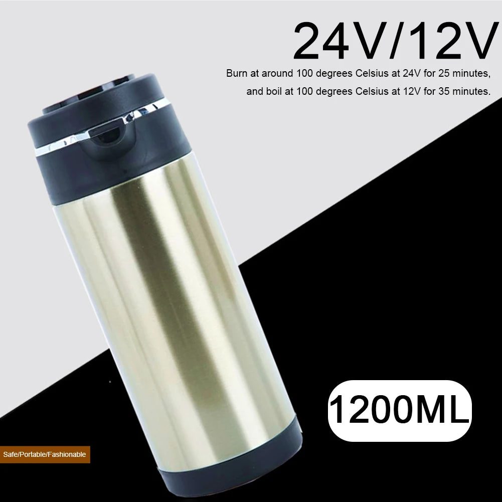 1200 ML Portable Electric Kettle Large Capacity 12/24 V Leak-Proof Design