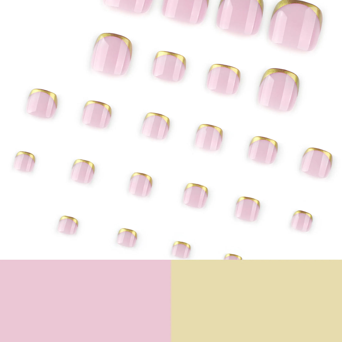 24 French Press on Toenails | Fake Nail Tips Reusable Wearable Sweet Cool Simple Nude