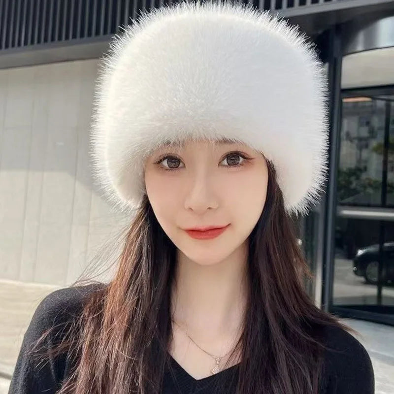 Winter Warm Plush Hats | Fluffy Imitation Fur Russian Caps | Thick Bucket Hat For Women