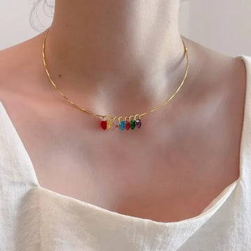 Unique Design Candy Color Rhinestone | Love Heart Pendant Necklaces for Women |  14K Real Gold Plated