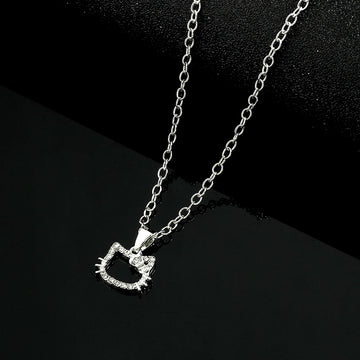 Hello Kitty Pendant Necklace | Girls Jewelry Cute Clavicle Chain Fashion Women's Rhinestone Necklace
