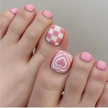 24pcs Cute Pink Popular Toe Nail Colors