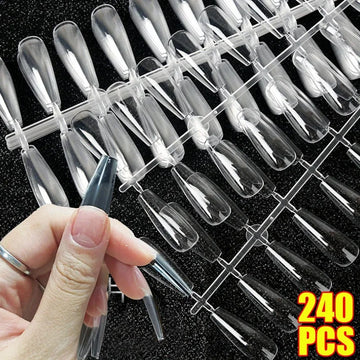 24 Stiletto Coffin Nails | Acrylic Extension French Fake Nail Tips Nail Art Tool