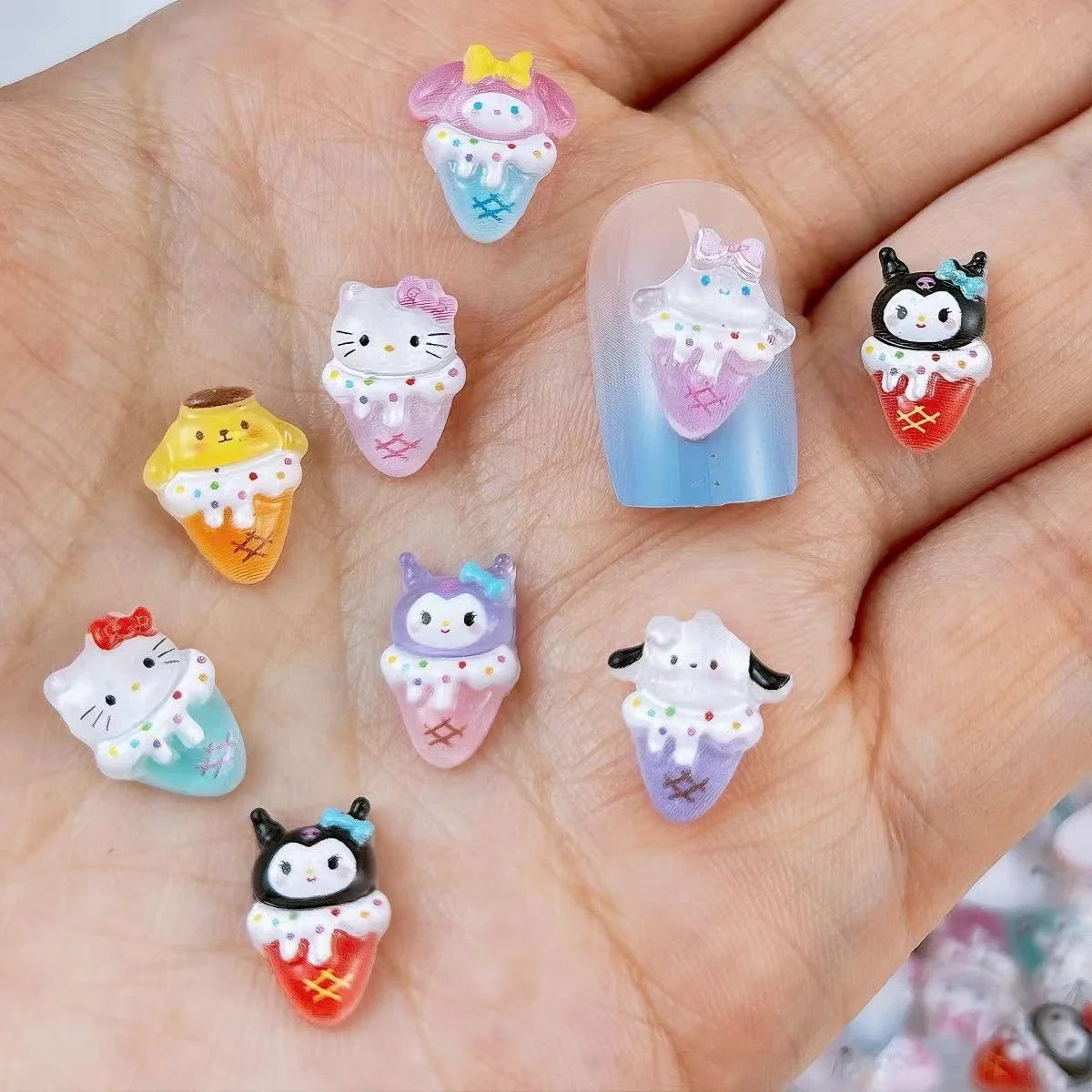 100 Ice Cream Cone Nail Art - Sweet 3D Resin Nail Art Decorations for Cute Summer Manicures
