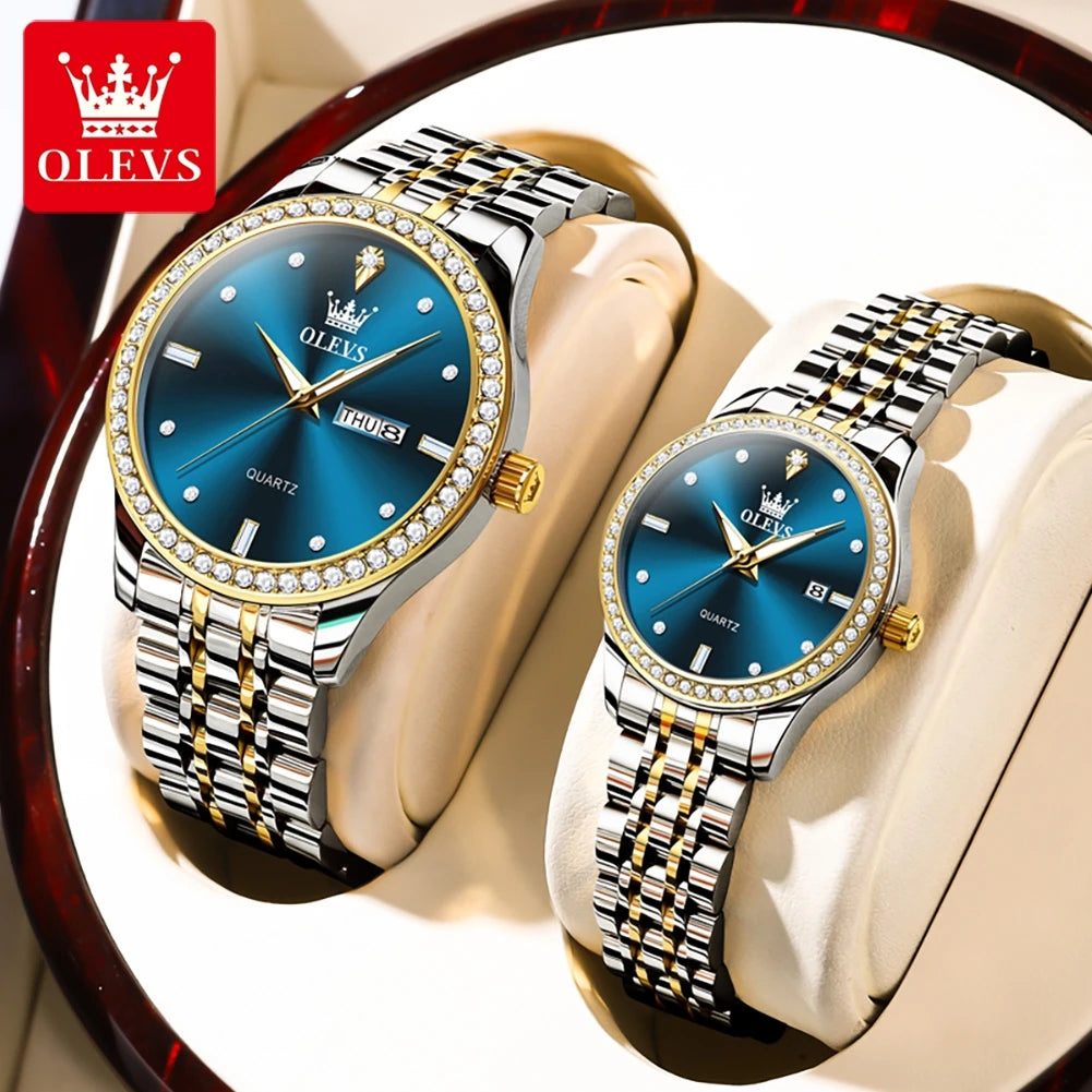 OLEVS Romantic Couple Watch | Luxury Fashion Waterproof Quartz Watch