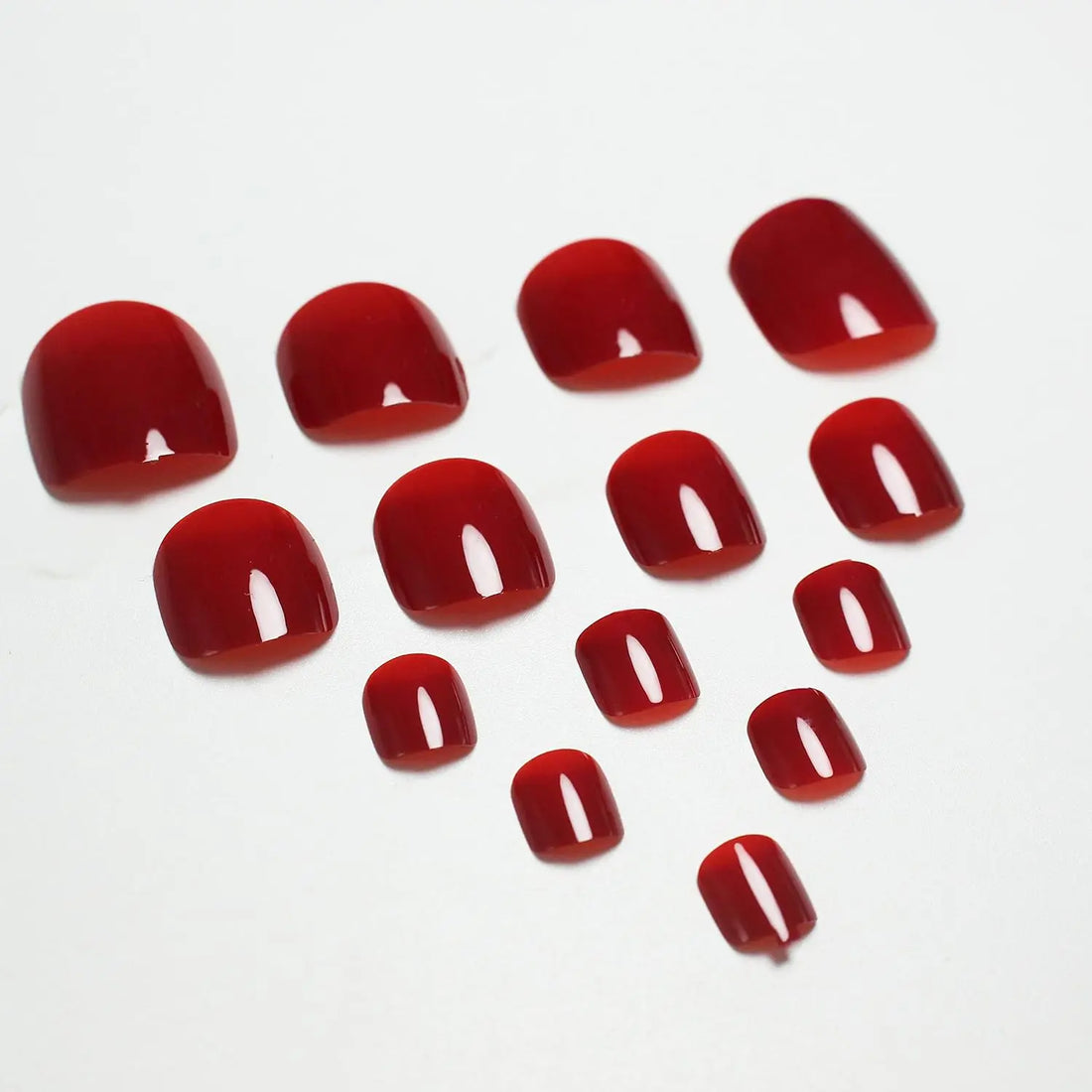 120 Red toes on dark skin , Red Fake Toenails Press on Nails Toe Acrylic Nail Tips Short Square False