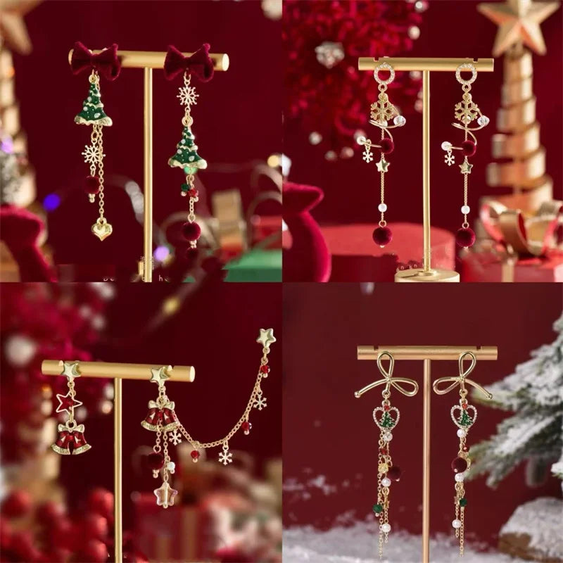 Vintage Christmas Tree Earrings diy for Women | Luxury Imitation Pearl Snowflake Earring