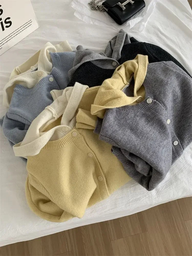 Hooded Knit Cardigan | Women Autumn Winter Fashion Simple Versatile Sweater Coat