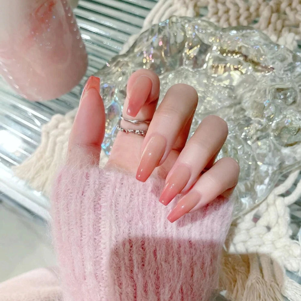 24 Classy Winter Nails | Fashion Japanese Style Iceing Translucent Pink Tender Fake False