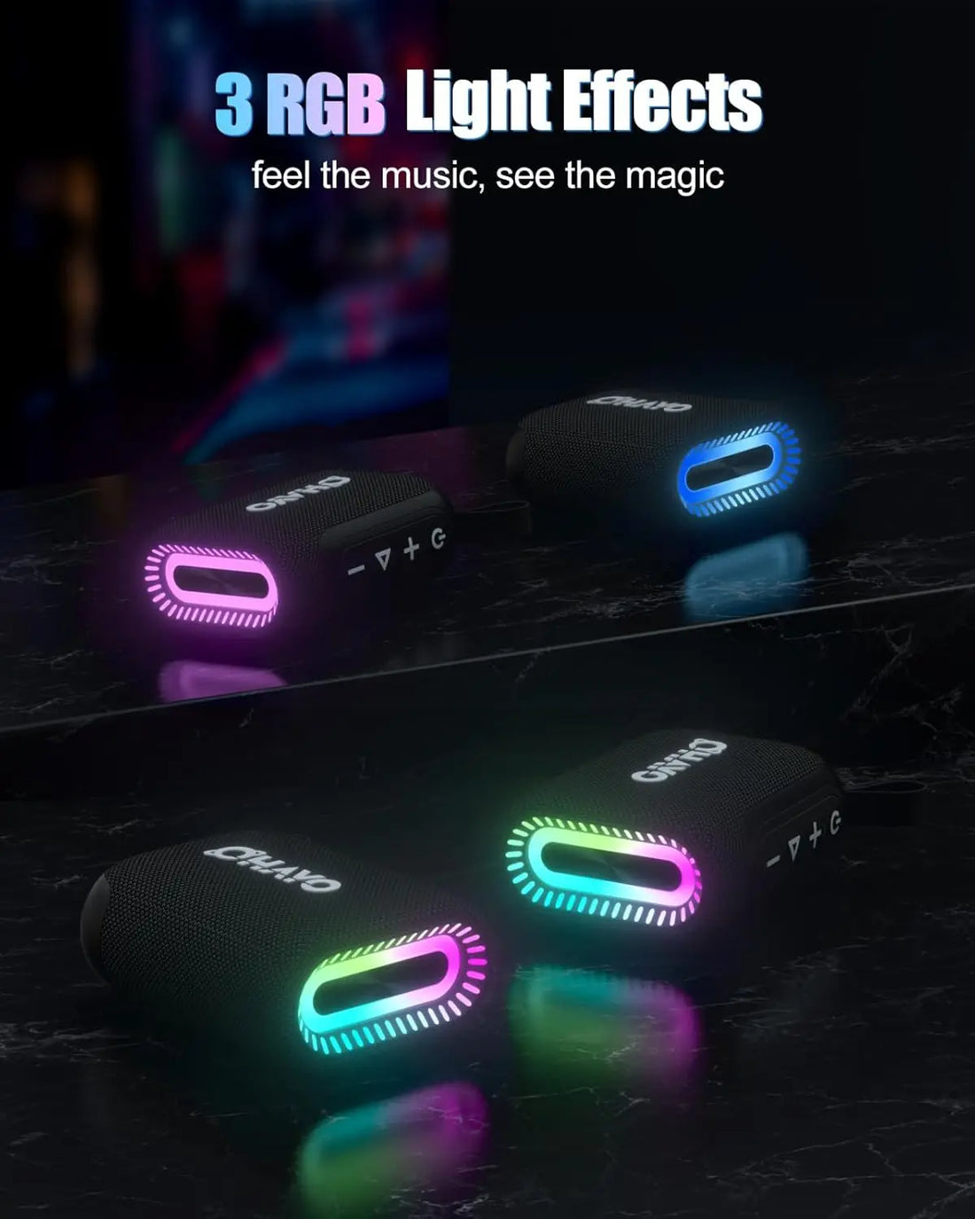 Ohayo S5 Bluetooth Speaker | Ultra Portable, Up to 24H Playtime,IP67 Waterproof and Dustproof for Hiking and Biking