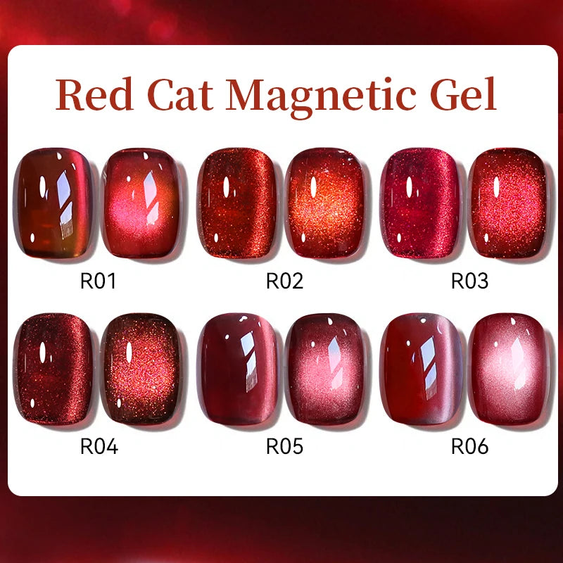 UR SUGAR 15ml 6 Colors Shine Red Winter Christmas Cat Magnetic Gel Nail Polish Sparkling Glitter Semi Permanent Soak Off UV Gel