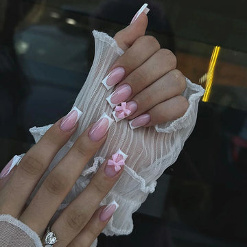 24 Fall Nails Designs | Pink three-dimensional butterfly decoration, delicate and elegant