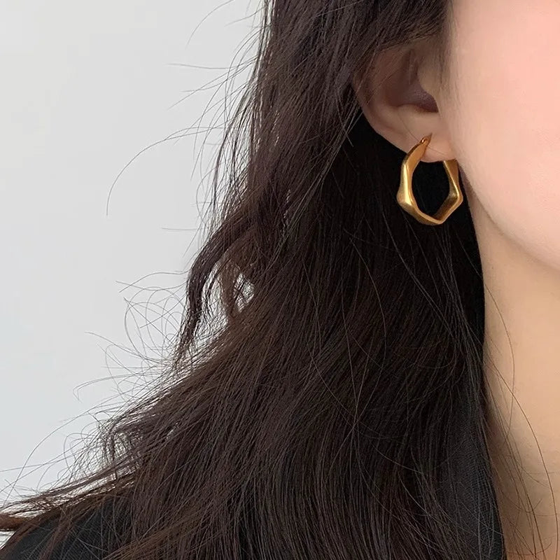 PONYKISS 18K Gold Earrings for Women Minimalist Fine Jewelry Trendy Accessories