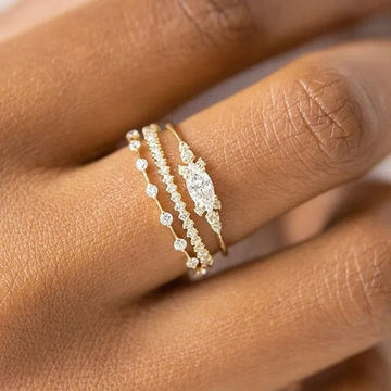 New INS Gold Color Noble Trend Dainty Rings For Women Entry Lux Zircon | Midi Finger Rings